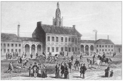 A 1776 engraving of the Pennsylvania State House, where the first Constitutional Convention was held. Reprinted from <a data-cke-saved-href='/Products/9780738592435' href='/Products/9780738592435'>Independence Hall and the Liberty Bell</a> by Robert W. Sands Jr. and Alexander B. Bartlett, courtesy of FLP (pg. 11, Arcadia Publishing, 2012). A 1776 engraving of the Pennsylvania State House, where the first Constitutional Convention was held.