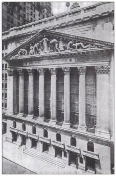 The New York Stock Exchange. Reprinted from <a data-cke-saved-href='/Products/9780738500683' href='/Products/9780738500683'>New York City’s Financial District in Vintage Postcards</a> by Randall Gabrielan (pg. 32, Arcadia Publishing, 2000). The New York Stock Exchange..