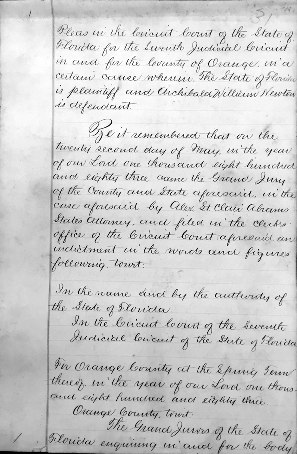 An indictment for Murder in the First Degree against Archie Newton.