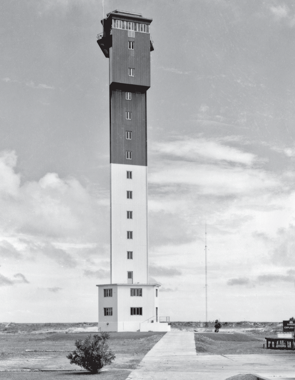 The Sullivan’s Island Lighthouse in Charleston, SC, with its distinctive triangular shape.