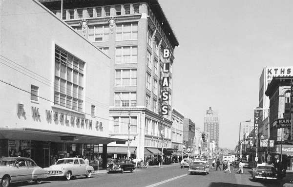 Reprinted from <a data-cke-saved-href='/Products/9780738568676' href='/Products/9780738568676'>Around Little Rock: A Postcard History</a> by Ray Hanley and Steven Hanley (pg. 103, Arcadia Publishing, 1998). . In this 1957 postcard from Little Rock, a few stores still remain on Main Street, despite a recent shopping center being opened in another part of the city.