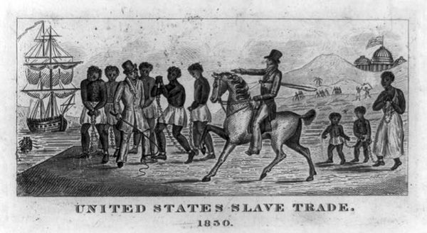 An abolitionist rendering of the slave trade, depicting coffled slaves in the shadow of the nation’s capital. Reprinted from Abolitionists of South Central Pennsylvania by Cooper H. Wingert, courtesy of the Library of Congress (pg. 21, The History Press, 2018).