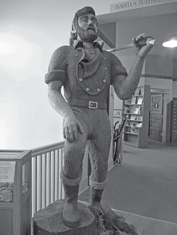 A carving of Paul Bunyan.