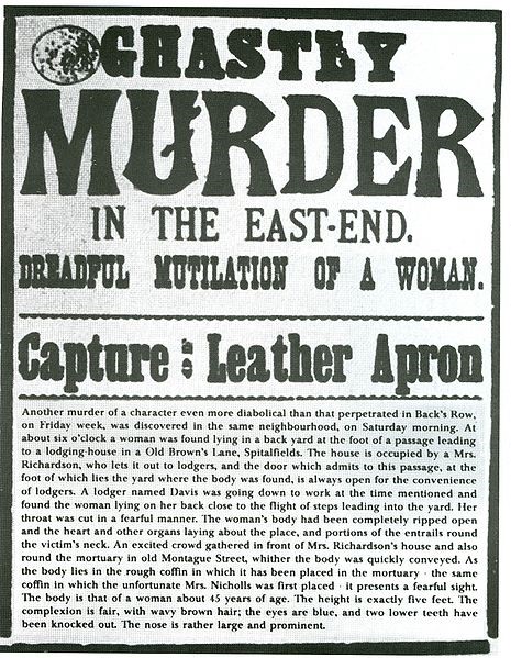 An 1888 wanted poster for notorious serial killer Jack the Ripper, who was never caught during his “reign of terror.”