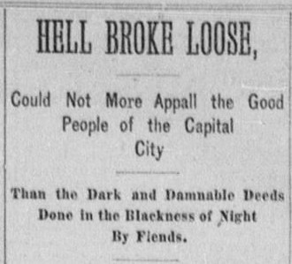 A newspaper headline referring to the Servant Girl Annihilator.