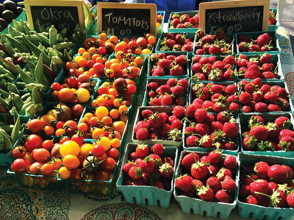 Cherry tomatoes and strawberries at Union Station Farmers Market. Author photo.