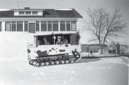 An army vehicle during the 1949 Wyoming blizzard.