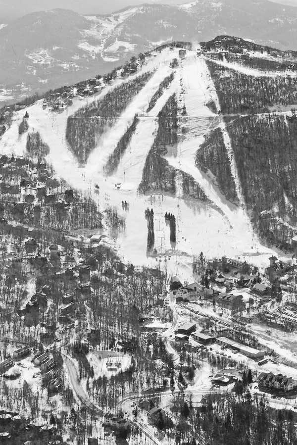 An aerial photo of Beech Mountain.