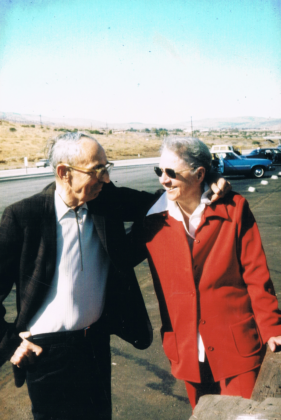 Edmond and Leigh in the Antelope Valley; courtesy of their friend, Swedish author Bertil Falk, who took the photograph.
