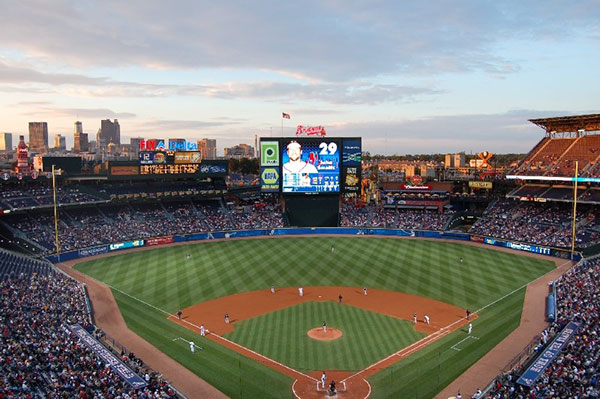 Turner field during its time as a baseball stadium for the Atlanta Braves. Public Domain image via Wikimedia Commons.