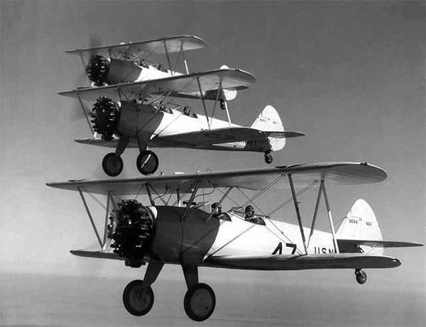 Stearman Kaydets being flown by naval aviation students. Reprinted from Central Coast Aviators in WWII by Jim Gregory courtesy of the U.S. Navy (pg. 32, The History Press, 2018).